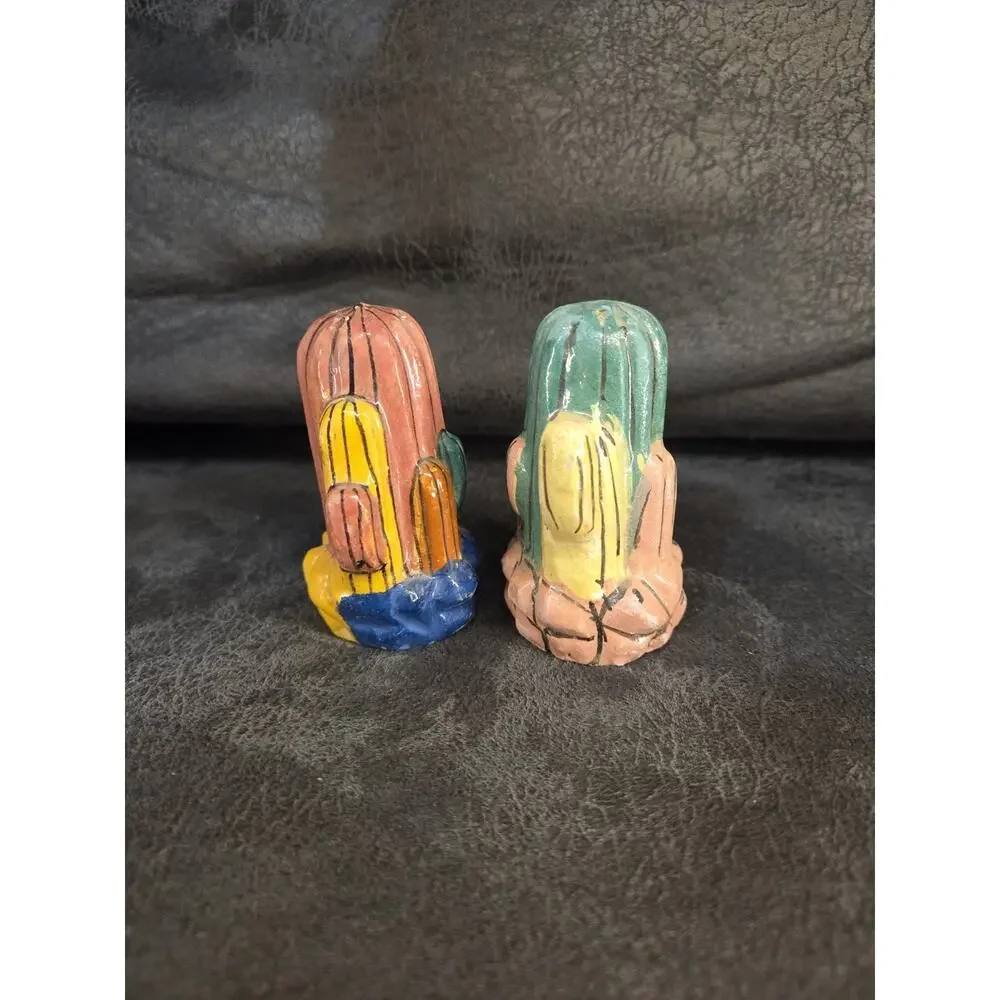 Vintage Cactus Salt and Pepper Shakers Ceramic Hand Painted Southwestern...